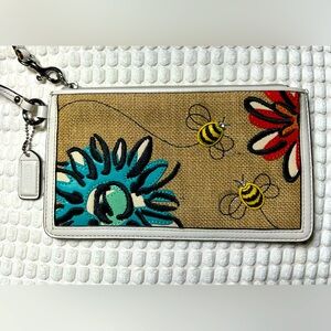 COACH Bumble Bee Floral Burlap Wristlet (Vintage/Limited Edition)